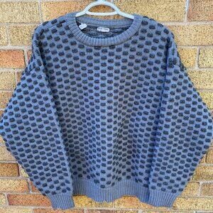 Vintage 90s Armani Alpaca Wool 3D Knit Sweater Large Gray
